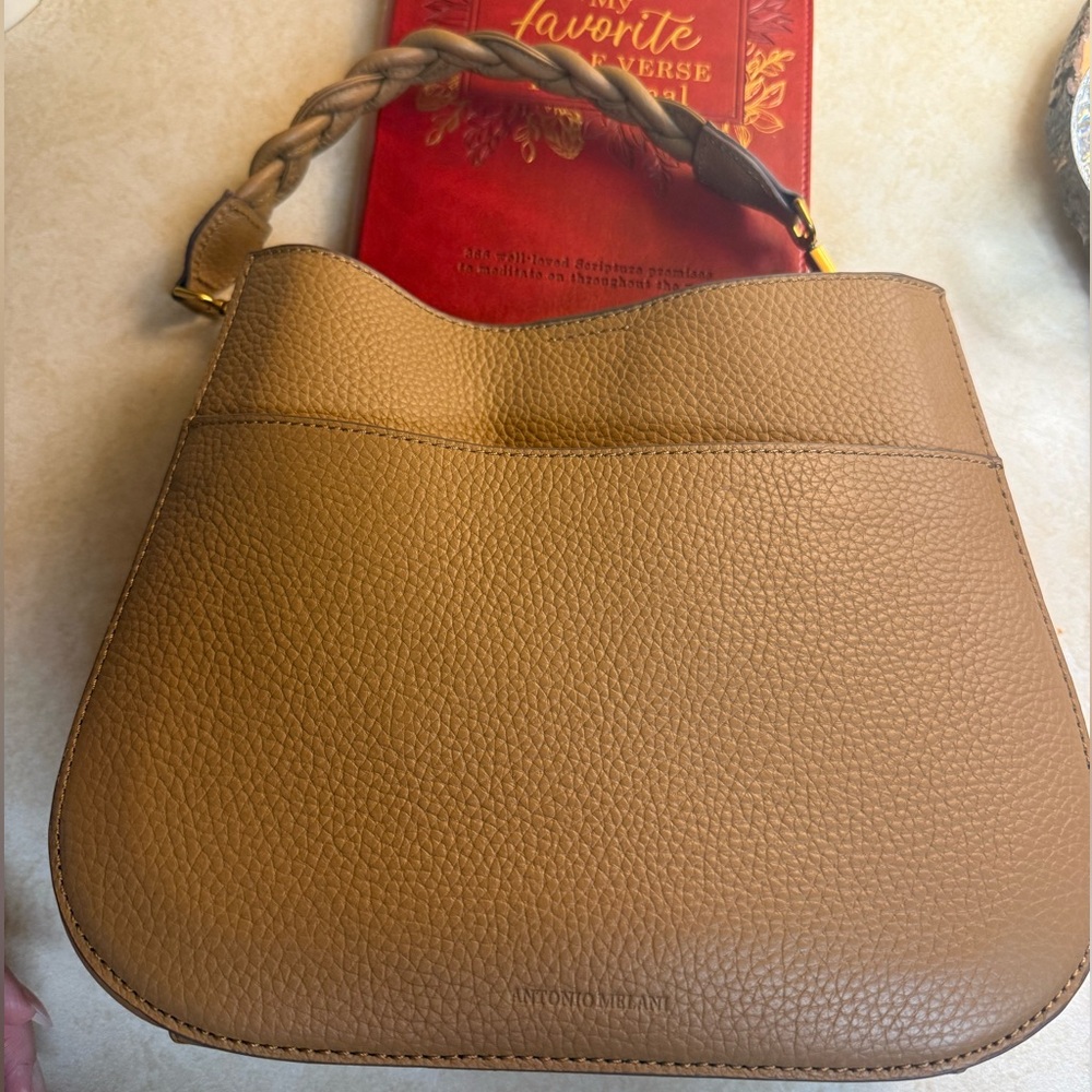 Antonio Melani Camel Leather Shoulder Bag